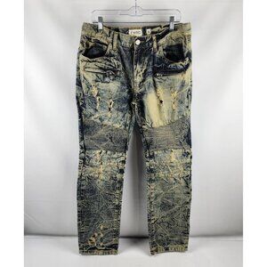 FWRD Denim Jeans Mens 36 Blue Multi Distressed Biker Moto